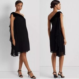 Lauren Ralph Lauren Black One‎ Shoulder Dress